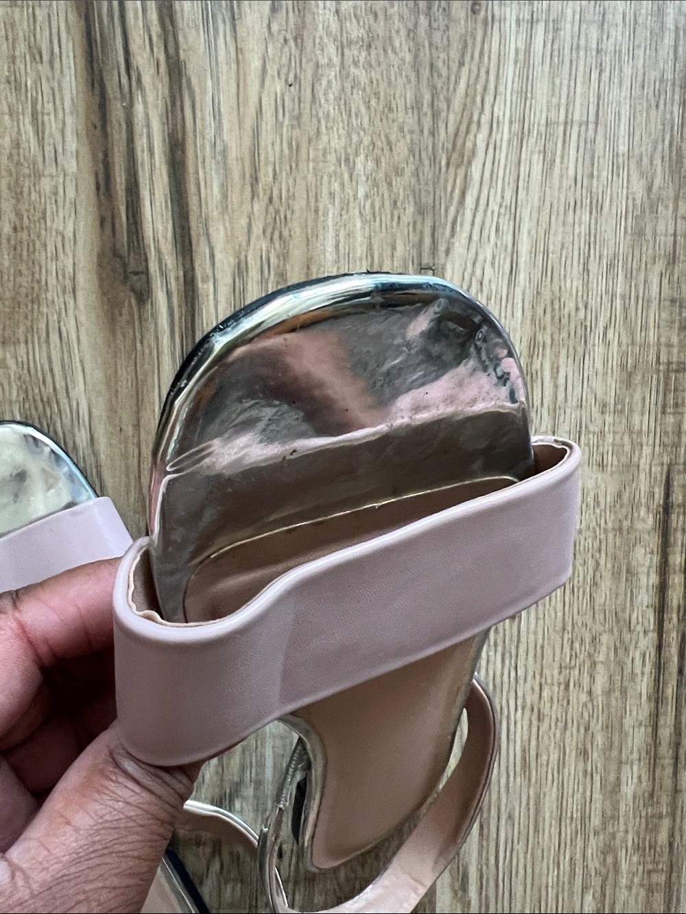 Zara Blush Pink Slide Sandals with Silver Accents Size 41 or 10 - Picture 6 of 7